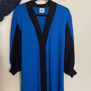 Ami Black and Blue Women's Midi Dress